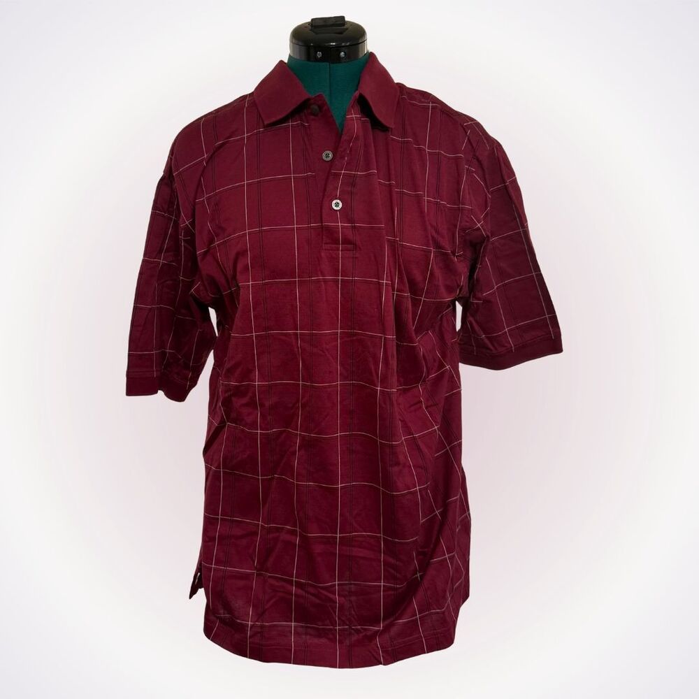 Jos. A. Bank Golf Burgundy Windowpane Shirt | Sz M